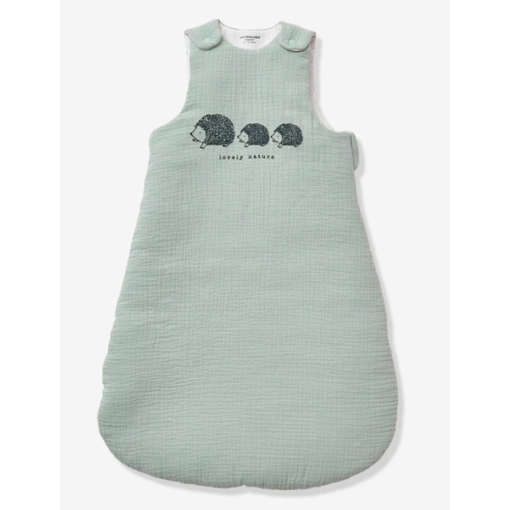 Vertbaudet 6-18M TOG 2.5 Sleep Sack Organic‎ Cotton Gauze LOVELY NATURE green
